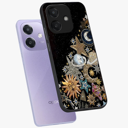 Cosmic Sparkle Dreams Glass Case displayed in angled mockup highlighting dreamy star sparkle design with celestial aesthetic.