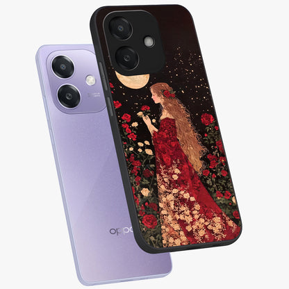 Crimson Dreams Glass Case displayed in angled mockup highlighting soft crimson aesthetic design with artistic theme.