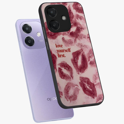 Crimson Kiss Love Glass Case displayed in angled mockup highlighting bold love inspired design with modern aesthetic style.