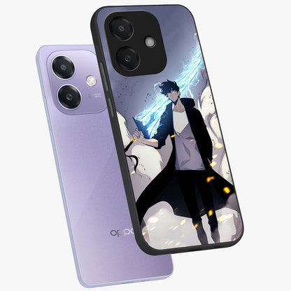 Dark Lightning Anime Warrior Glass Case displayed in angled mockup highlighting powerful lightning themed anime illustration.