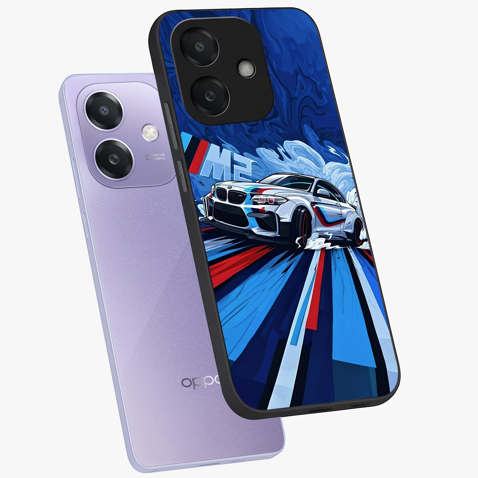 Drift Power Rush Glass Case displayed in angled mockup highlighting powerful drift car design with sporty aesthetic style.