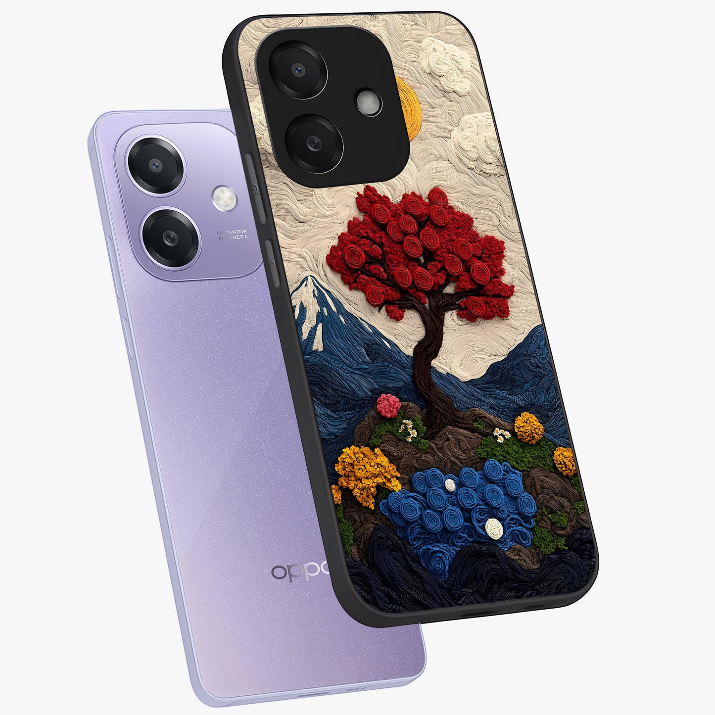 Eternal Nature Tapestry Glass Case displayed in angled mockup highlighting detailed botanical pattern with artistic aesthetic.