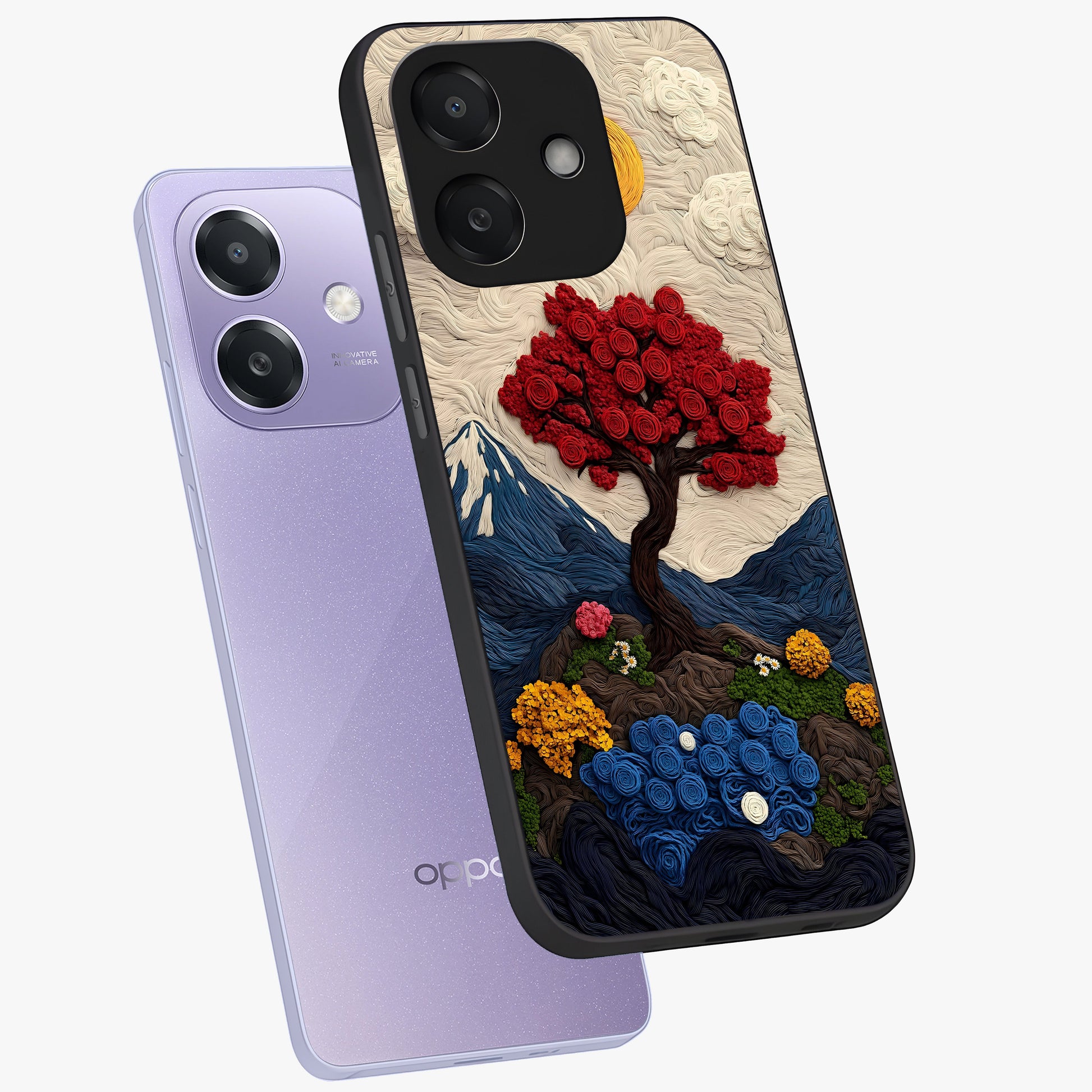 Eternal Nature Tapestry Glass Case displayed in angled mockup highlighting detailed botanical pattern with artistic aesthetic.