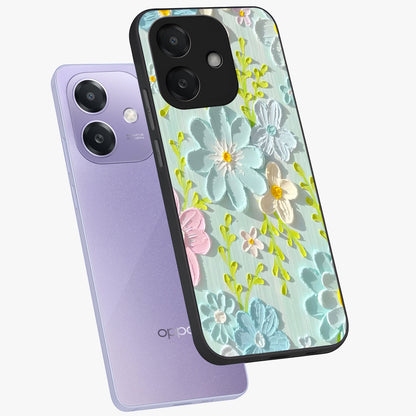 Frosted Petal Garden Glass Case displayed in angled mockup highlighting delicate flower petal design with calm garden aesthetic.