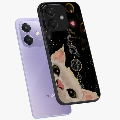 Galactic Cat Glass Case displayed in angled mockup highlighting celestial feline illustration with galaxy aesthetic style.