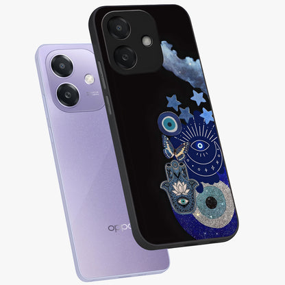 Galactic Charm Cluster Glass Case displayed in angled mockup highlighting luminous galaxy inspired design with dreamy aesthetic.