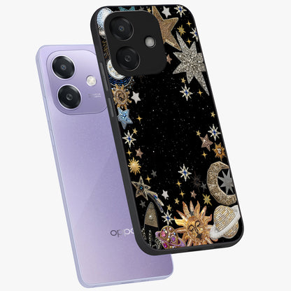 Galactic Jewel Stars Glass Case displayed in angled mockup highlighting shining celestial star design with cosmic aesthetic style.