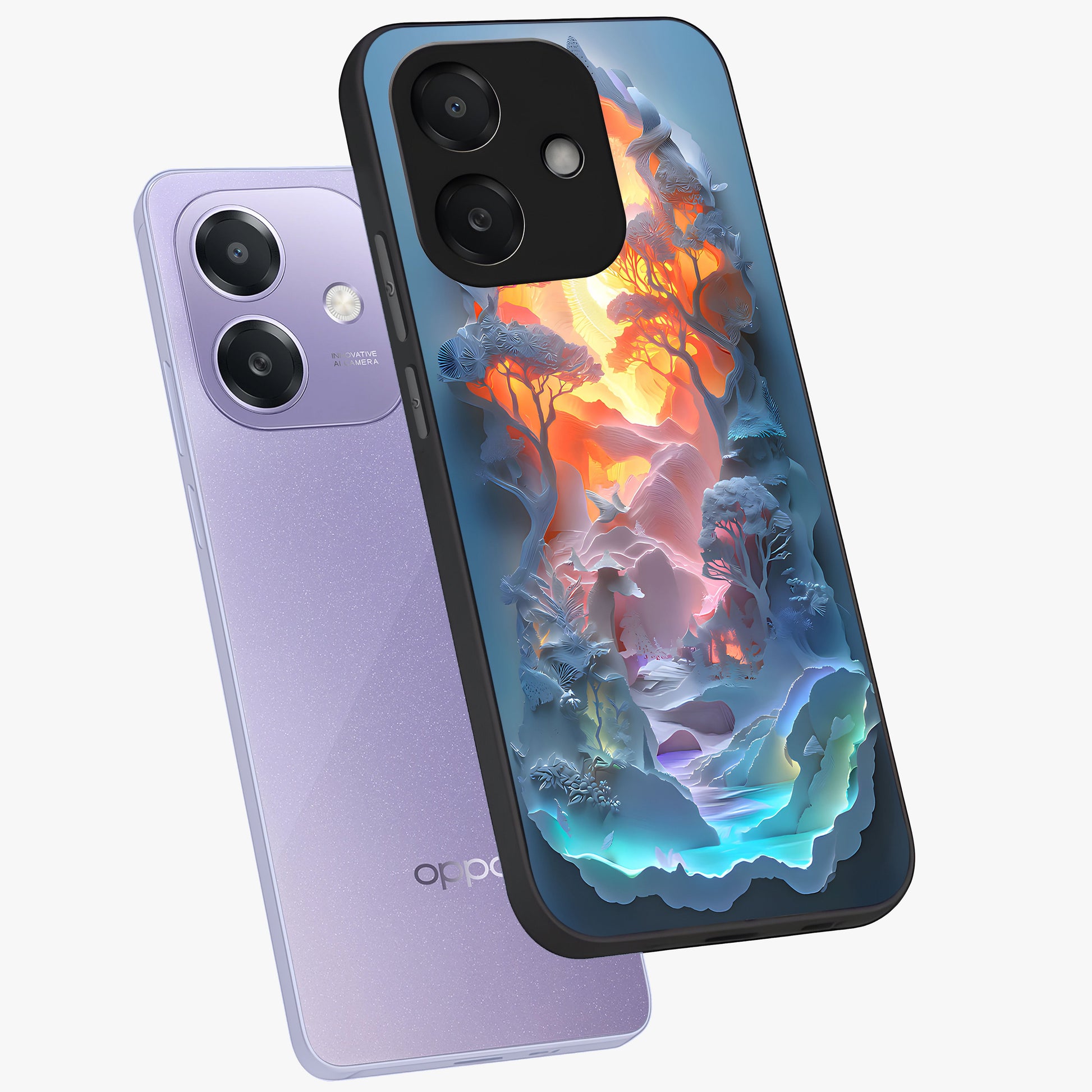 Glow Forest Portal Glass Case displayed in angled mockup highlighting mystical forest design with magical glowing aesthetic.