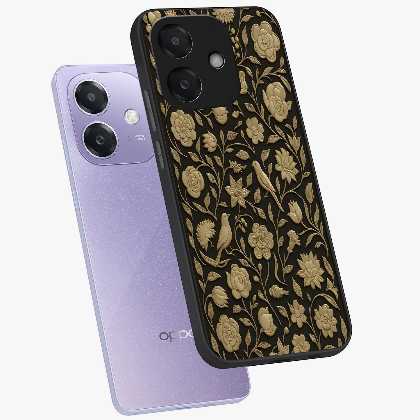 Golden Evil Eye Mandala Glass Case displayed in angled mockup highlighting protective evil eye symbol with golden mandala design.
