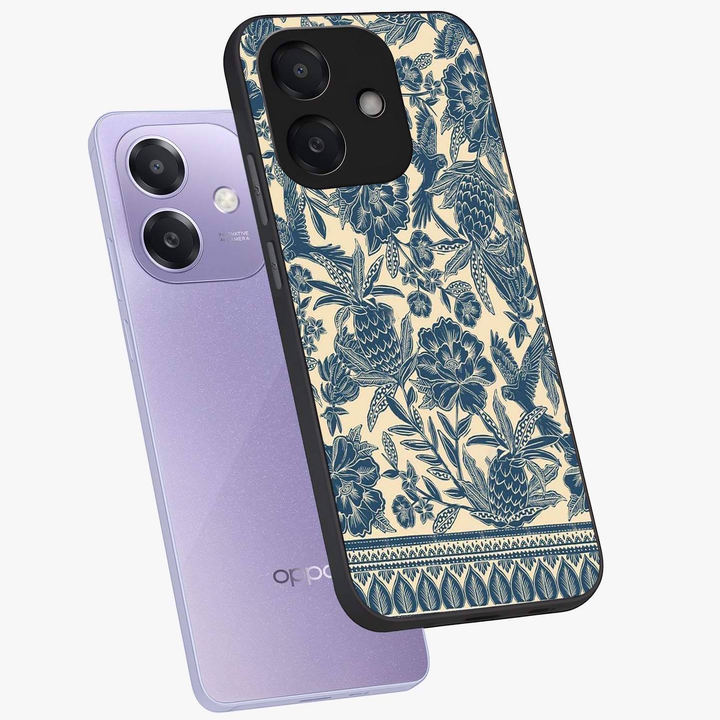 Heirloom Wild Bloom Glass Case displayed in angled mockup highlighting botanical bloom design with classic aesthetic style.