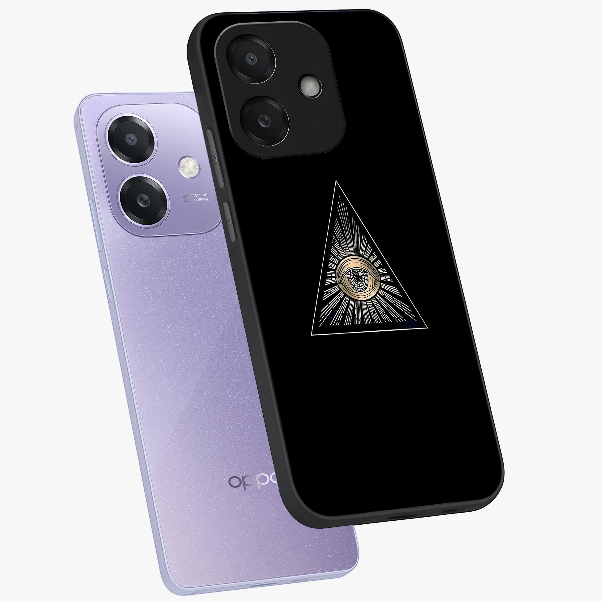 Illuminati Evil Glass Case displayed in angled mockup highlighting dark occult inspired design with bold aesthetic style.