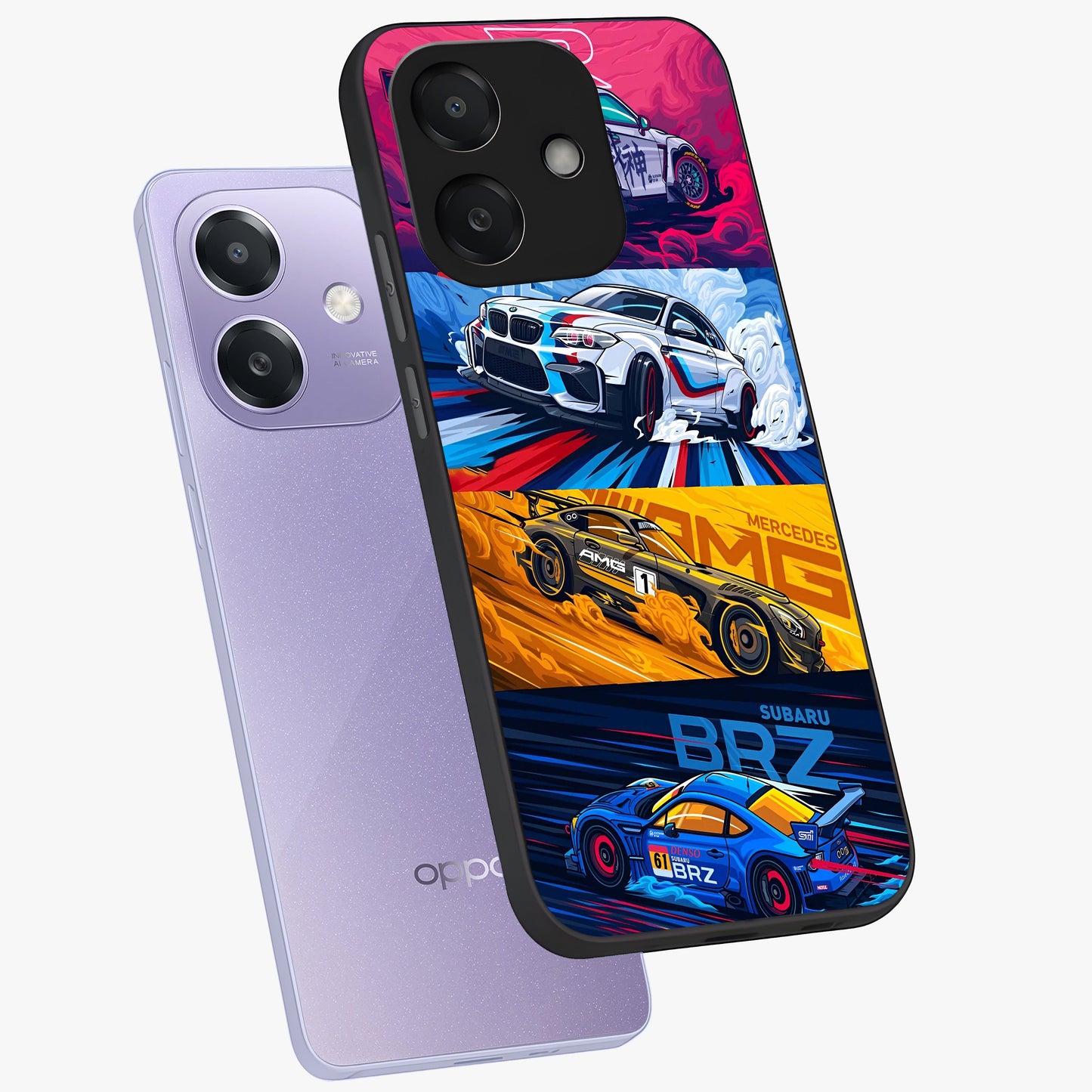 JDM Sports Car Glass Case displayed in angled mockup highlighting sleek Japanese racing car design with automotive aesthetic.