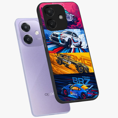 JDM Sports Car Glass Case displayed in angled mockup highlighting sleek Japanese racing car design with automotive aesthetic.