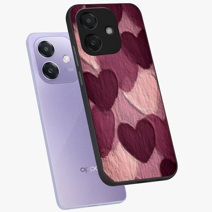 Layered Paper Hearts Glass Case displayed in angled mockup highlighting creative paper craft heart design with romantic aesthetic.
