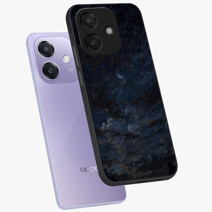 Lunar Veil Silence Glass Case displayed in angled mockup highlighting soft lunar design with peaceful celestial aesthetic.