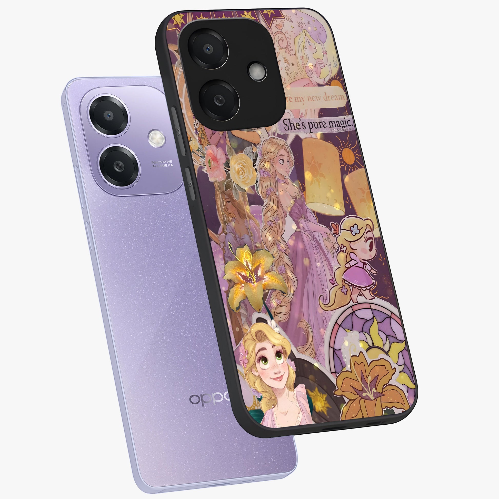 Magical Tangled Dream Glass Case displayed in angled mockup highlighting whimsical fantasy design with magical aesthetic.