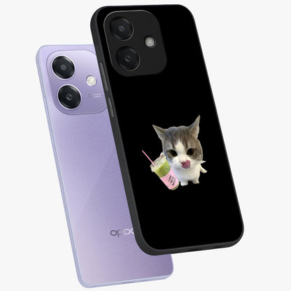 Matcha Cat Style Glass Case displayed in angled mockup highlighting playful feline design with pastel matcha aesthetic.