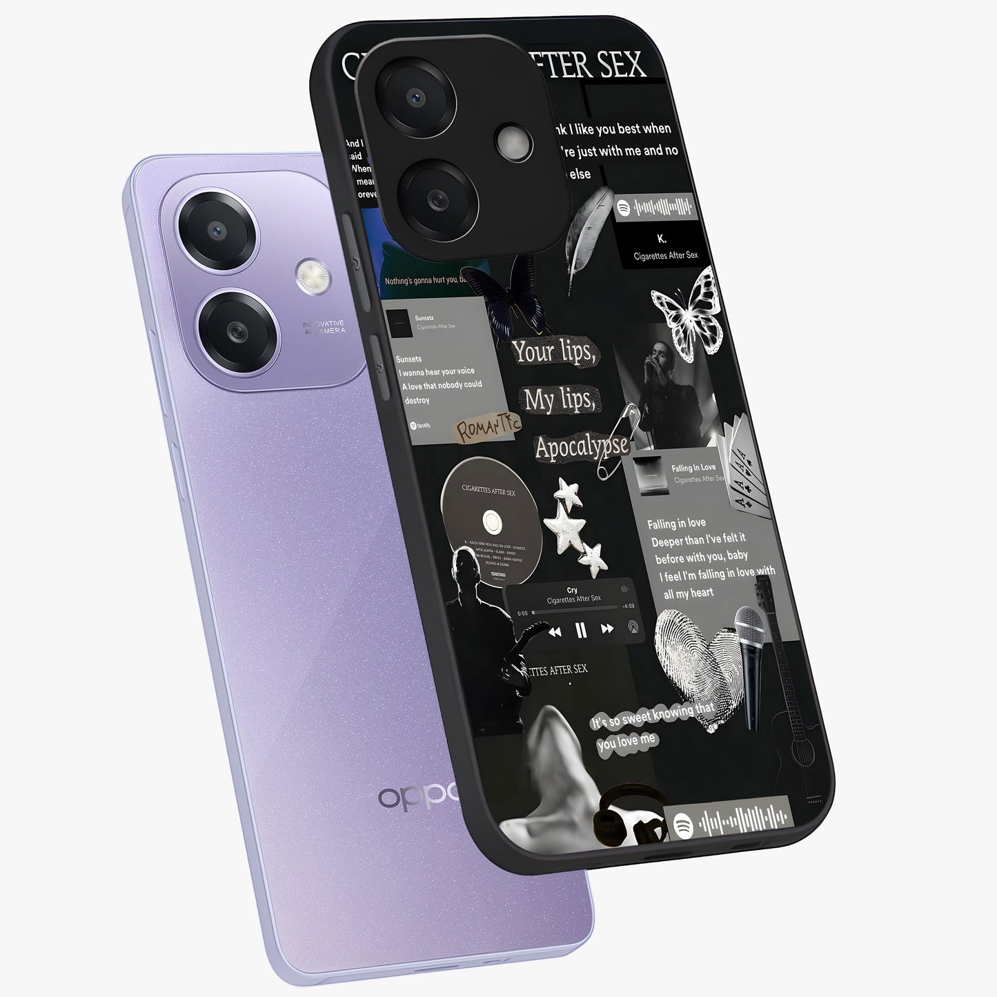 Midnight Love Echo Glass Case displayed in angled mockup highlighting elegant love inspired design with deep aesthetic style.