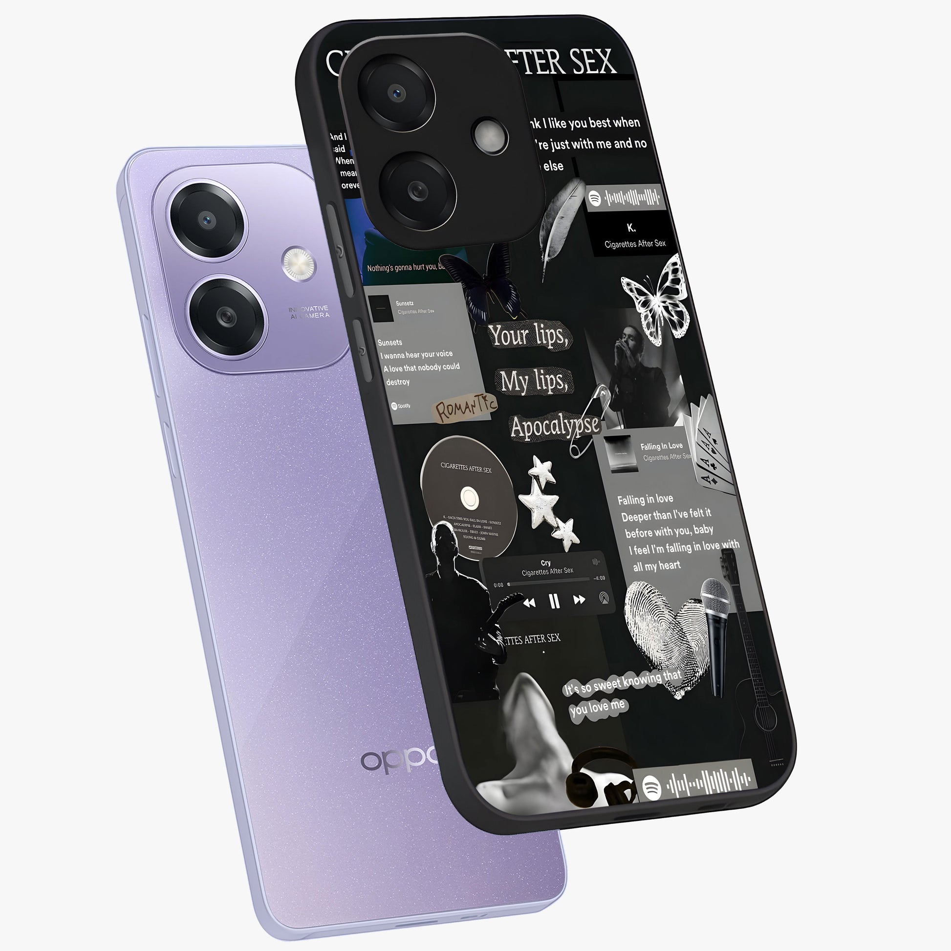 Midnight Love Echo Glass Case displayed in angled mockup highlighting elegant love inspired design with deep aesthetic style.
