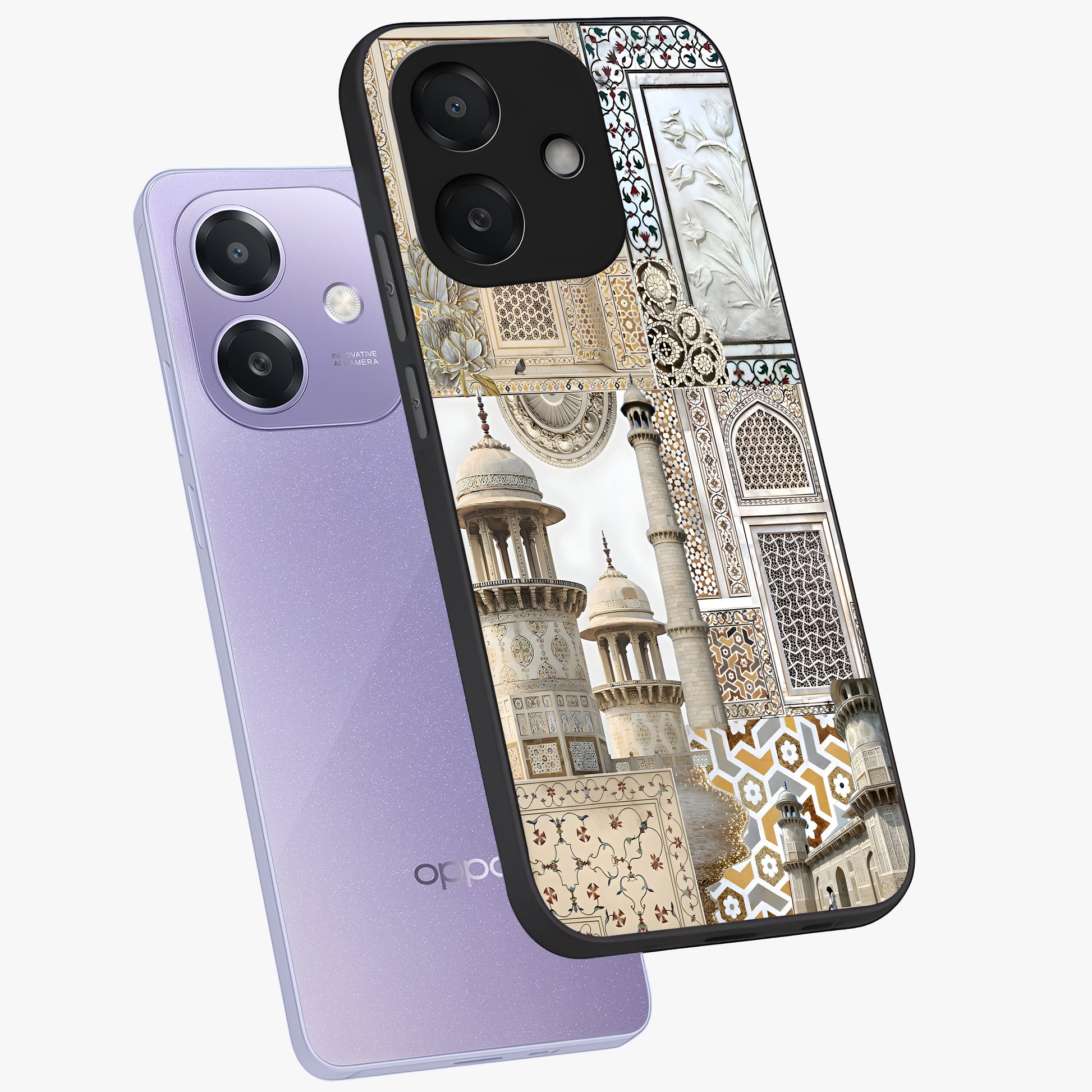 Mughal Marble Legacy Glass Case displayed in angled mockup highlighting elegant heritage marble artwork with royal aesthetic.