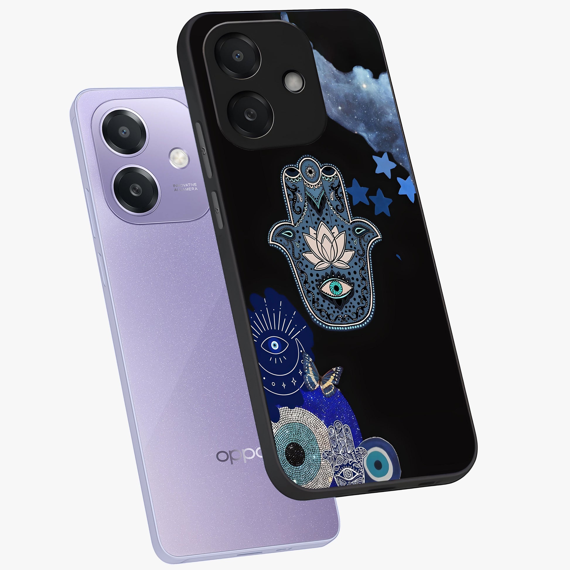 Mystic Hand Aura Glass Case displayed in angled mockup highlighting magical aura design with spiritual aesthetic style.