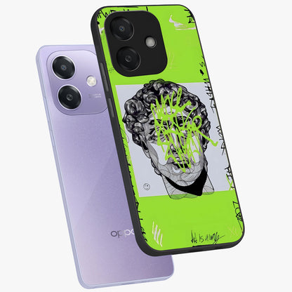 Neo Graffiti Rebellion Glass Case displayed in angled mockup highlighting urban street art design with rebellious aesthetic.
