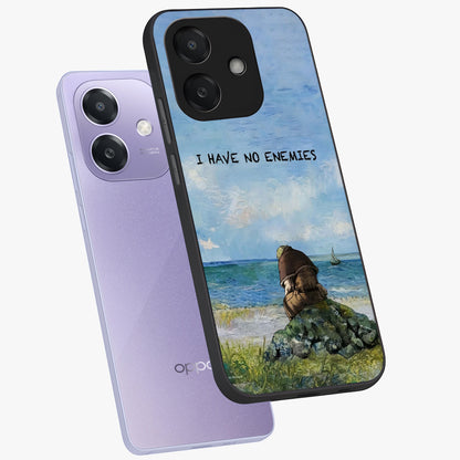 Peace Beyond War Glass Case displayed in angled mockup highlighting meaningful message design with artistic aesthetic style.