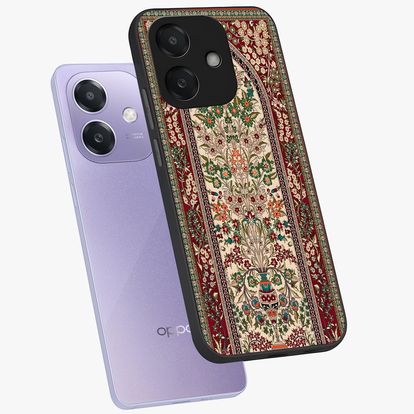 Persian Inspired Glass Case displayed in angled mockup highlighting intricate traditional design with elegant cultural aesthetic.