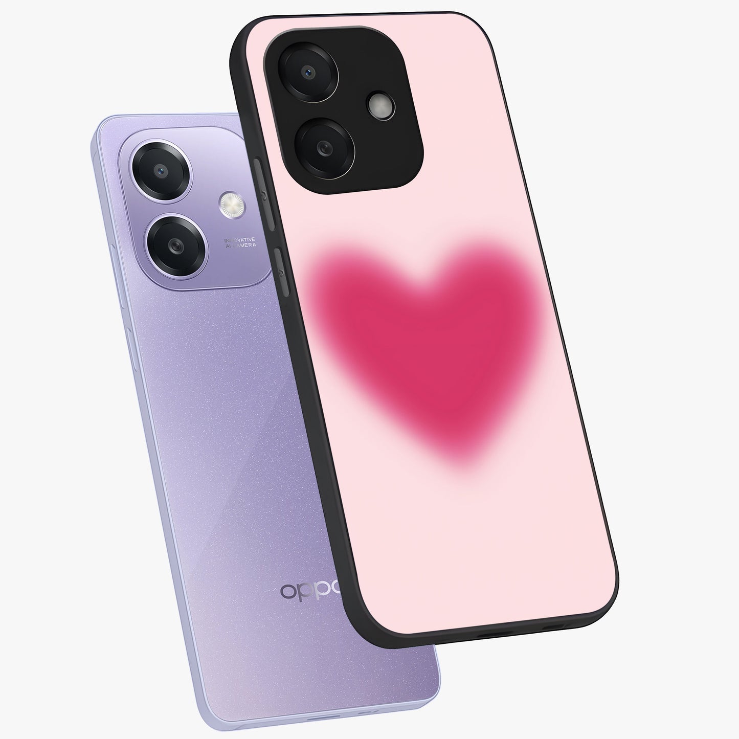 Pink Aura Heart Glass Case displayed in angled mockup highlighting vibrant pink heart design with dreamy aura aesthetic.