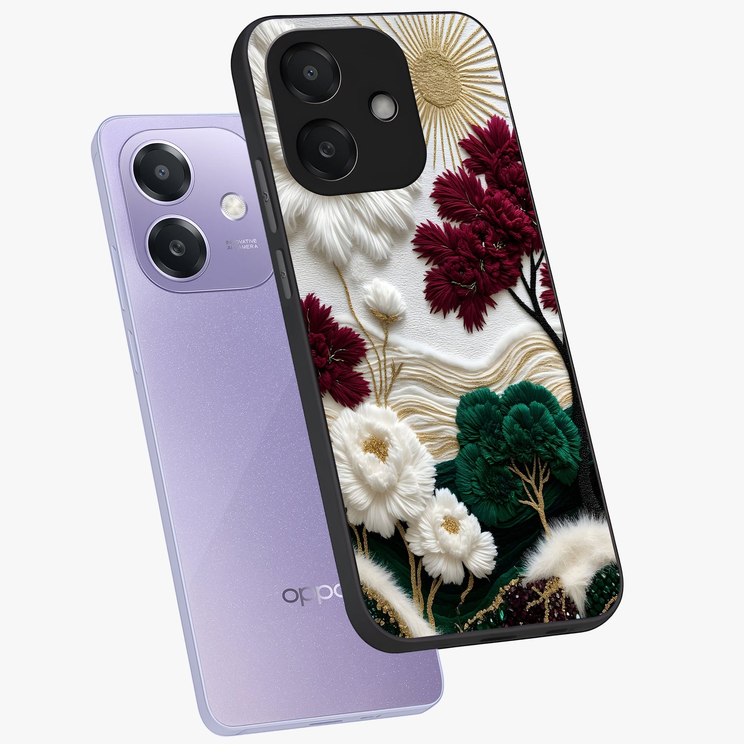 Radiant Bloom Elegance Glass Case displayed in angled mockup highlighting graceful floral design with radiant aesthetic style.