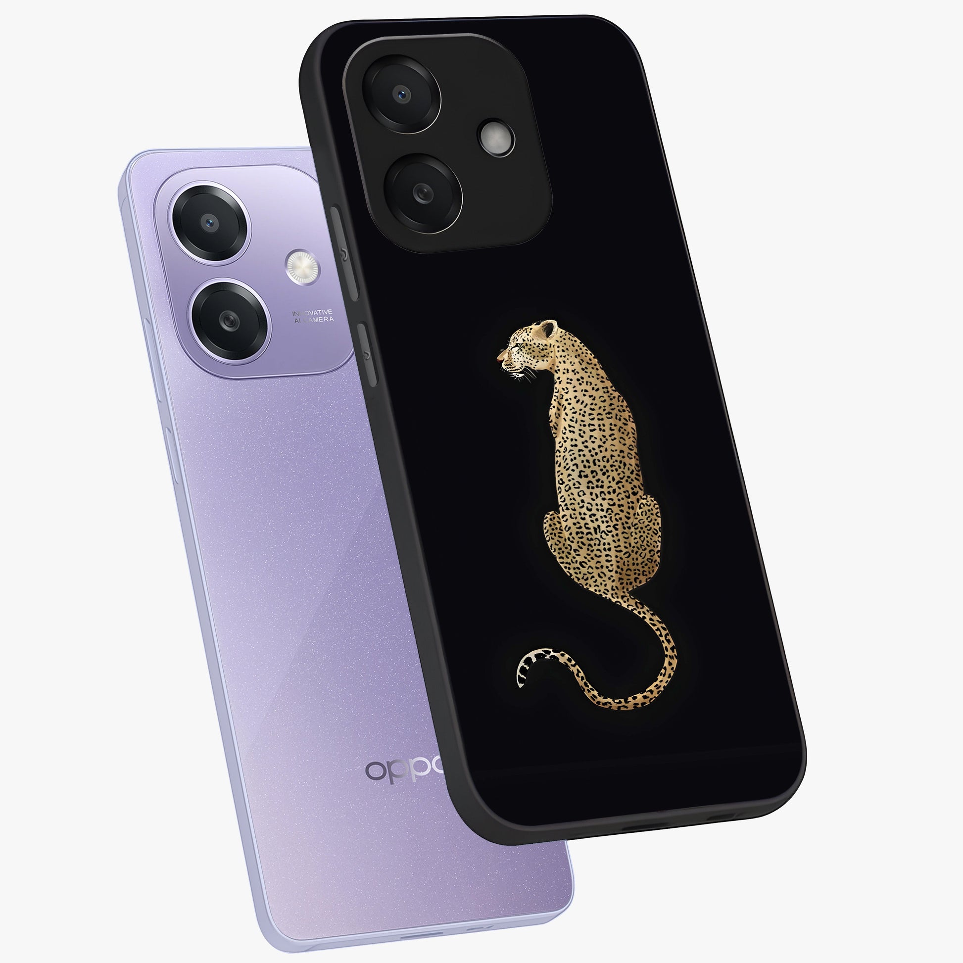 Regal Leopard Glass Case displayed in angled mockup highlighting powerful animal illustration with stylish wild aesthetic.