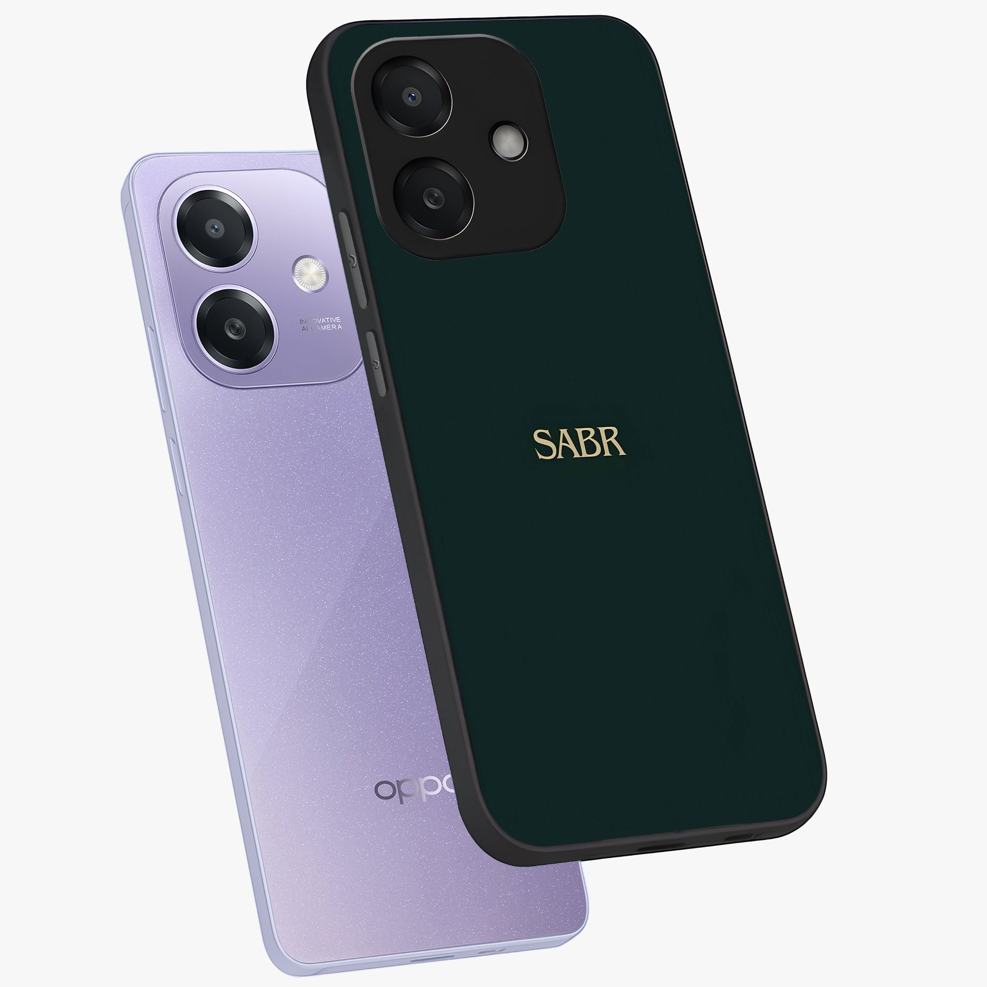 Sabr Minimal Patience Glass Case displayed in angled mockup highlighting simple inspirational design with clean aesthetic style.