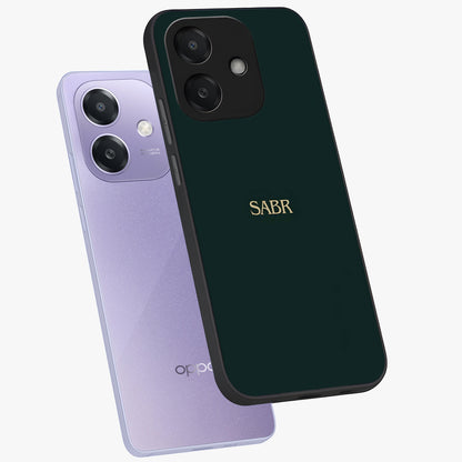 Sabr Minimal Patience Glass Case displayed in angled mockup highlighting simple inspirational design with clean aesthetic style.