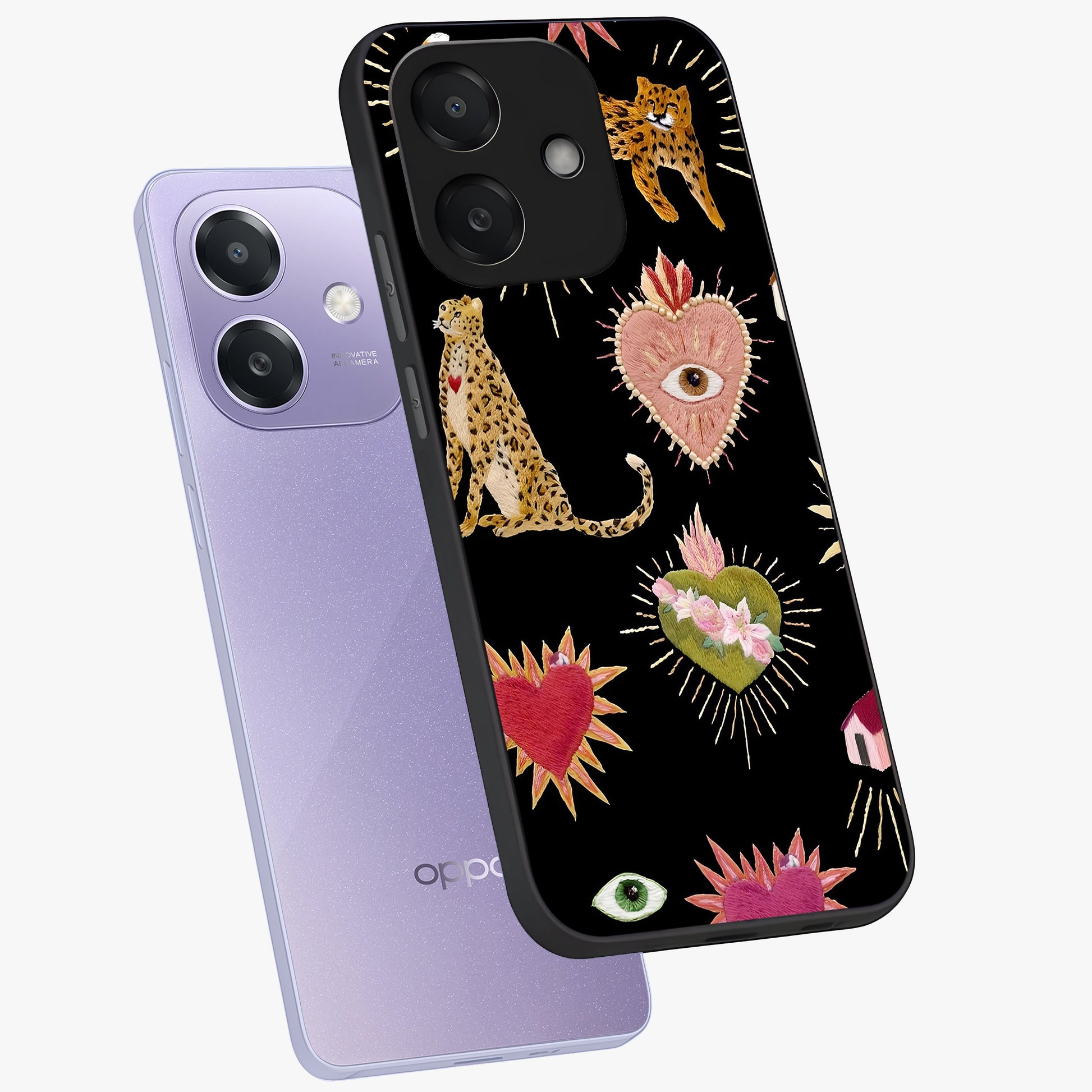Sacred Jungle Heart Glass Case displayed in angled mockup highlighting lush tropical design with natural aesthetic style.