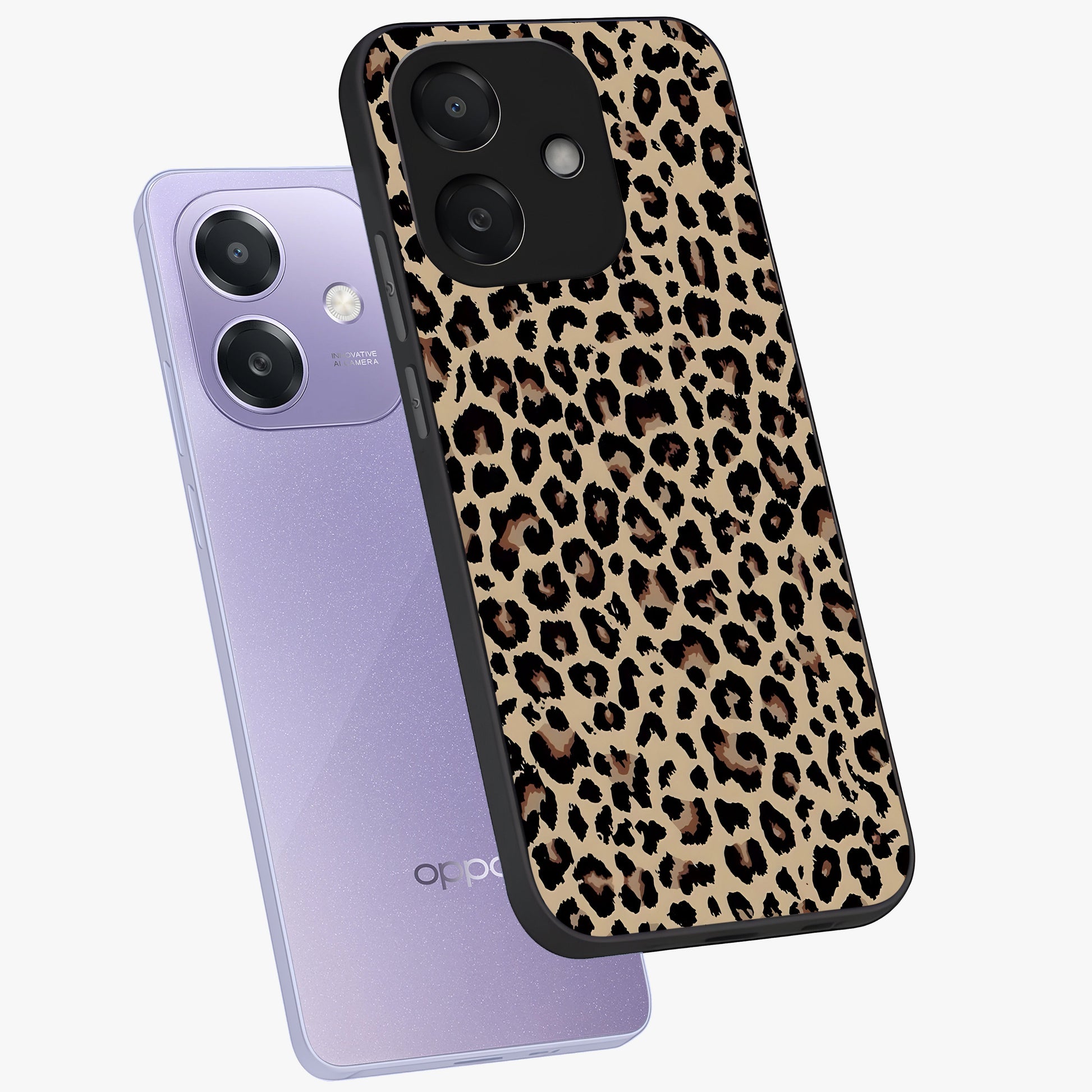Savage Chic Pattern Glass Case displayed in angled mockup highlighting bold fashion inspired design with chic aesthetic.