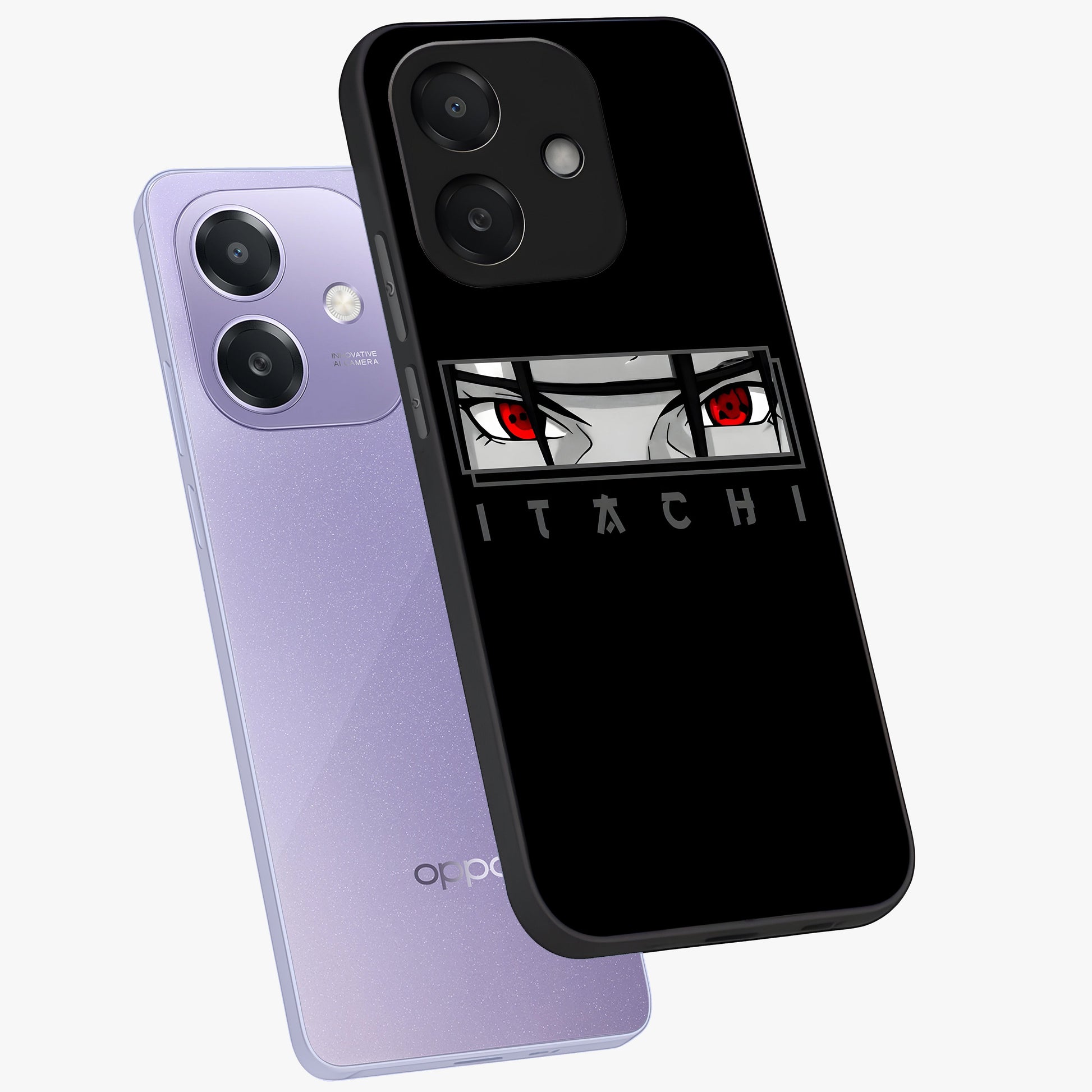 Scarlet Gaze Dominance Glass Case displayed in angled mockup highlighting intense visual design with bold scarlet aesthetic.