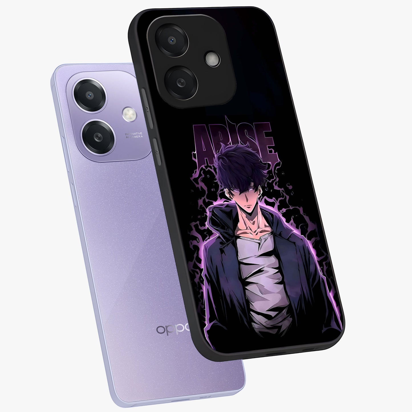 Shadow Monarch Awakening Glass Case displayed in angled mockup highlighting dramatic shadow warrior design with fantasy aesthetic.