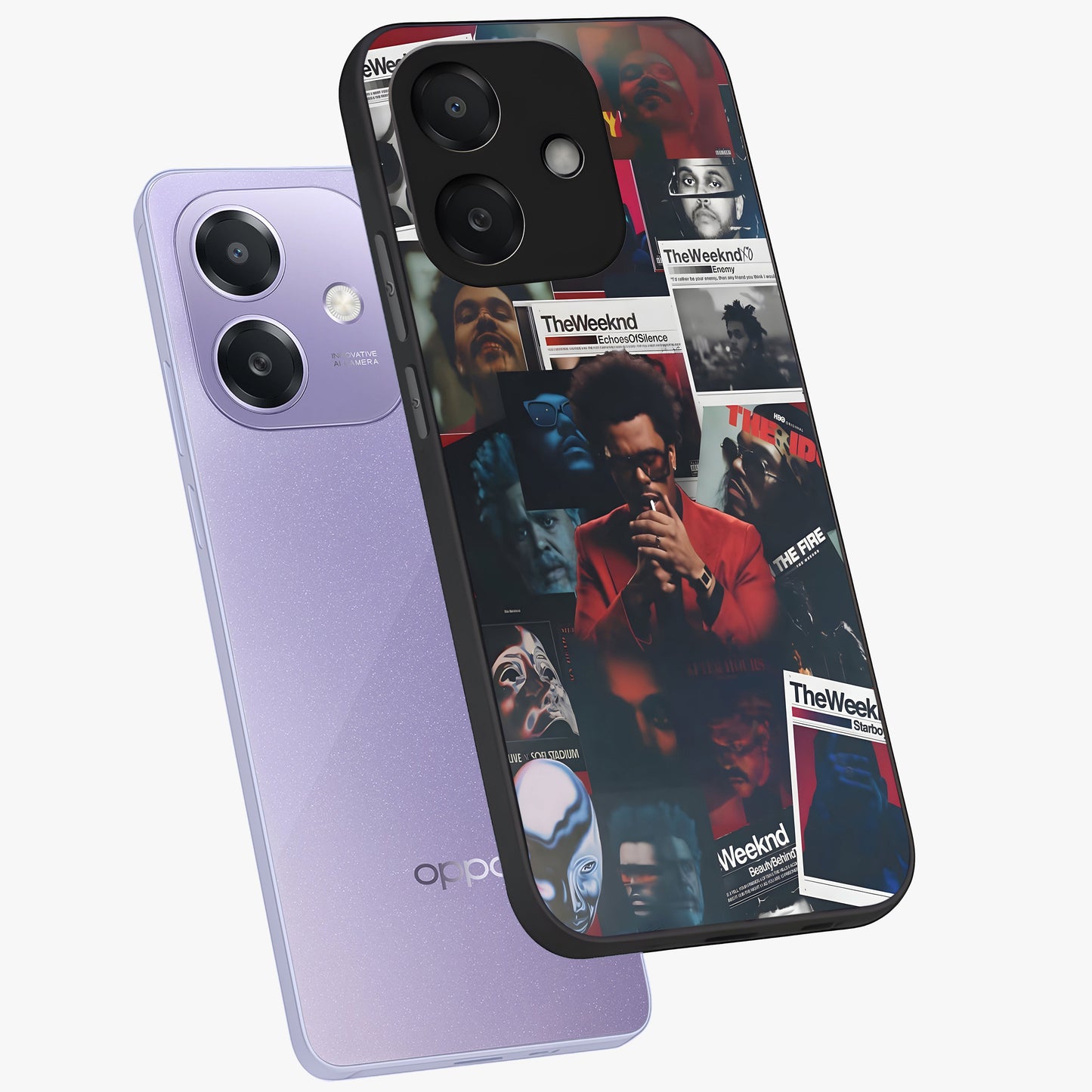 The Weeknd Glass Case displayed in angled mockup highlighting stylish pop culture inspired design with modern aesthetic.