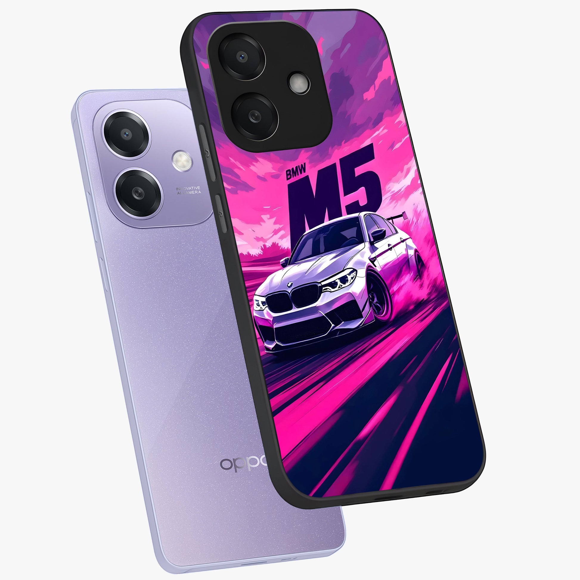Velocity Drift Pulse Glass Case displayed in angled mockup highlighting dynamic drift design with sporty automotive aesthetic.