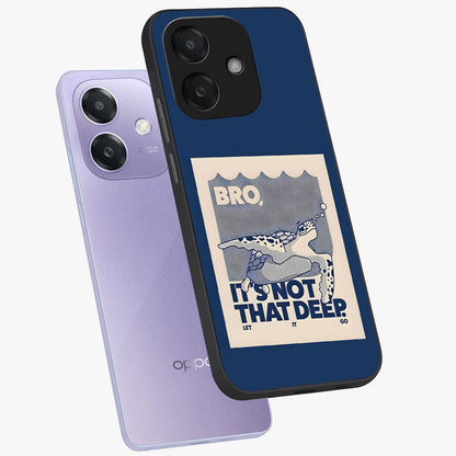 Worry Less Swim Glass Case displayed in angled mockup highlighting fun typography design with relaxed aesthetic style.