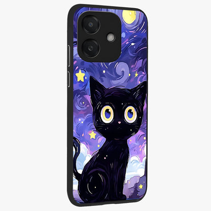 Abstract Cat Art Glass Case upright view showcasing creative feline illustration and aesthetic artistic style.