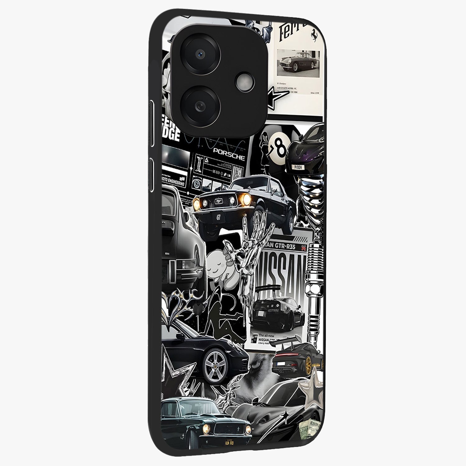 Aesthetic Dark Love Glass Case upright view showcasing dramatic romantic artwork with modern aesthetic style.