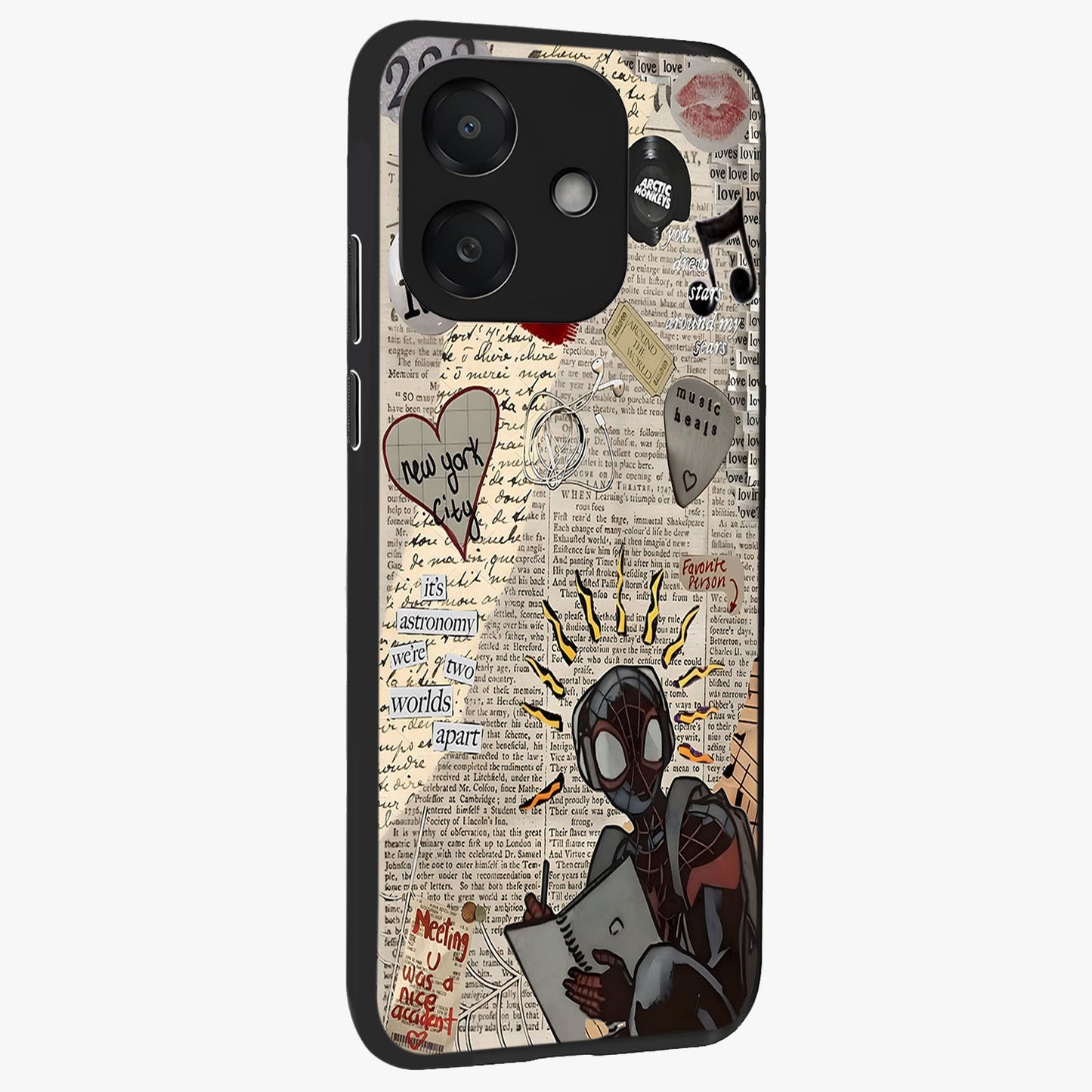 City Dream Sketch Glass Case upright view showcasing urban skyline artwork with stylish hand drawn design.