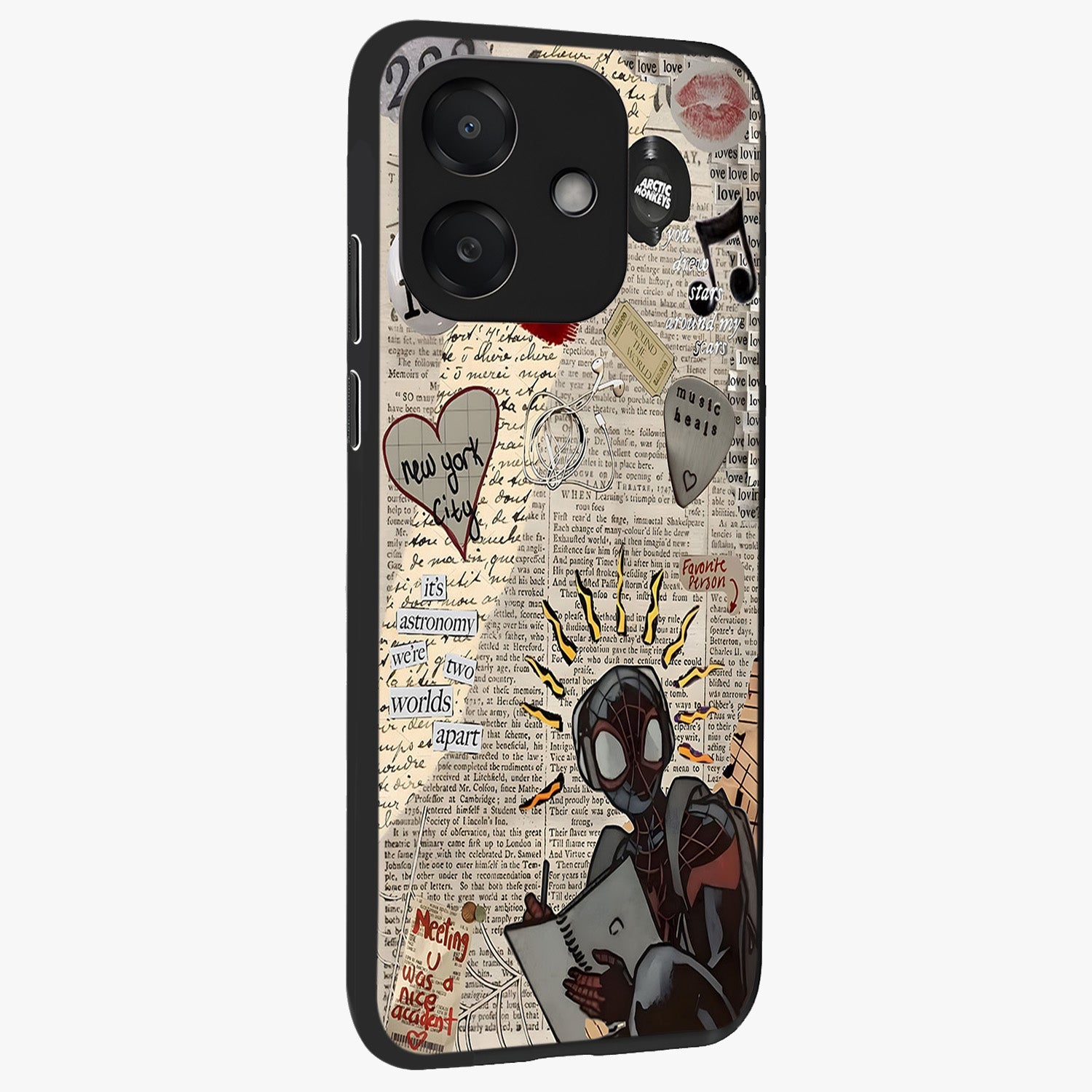 City Dream Sketch Glass Case upright view showcasing urban skyline artwork with stylish hand drawn design.
