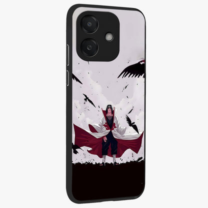 Crimson Crow Ascension Glass Case upright view showcasing dramatic crow artwork with bold gothic theme.