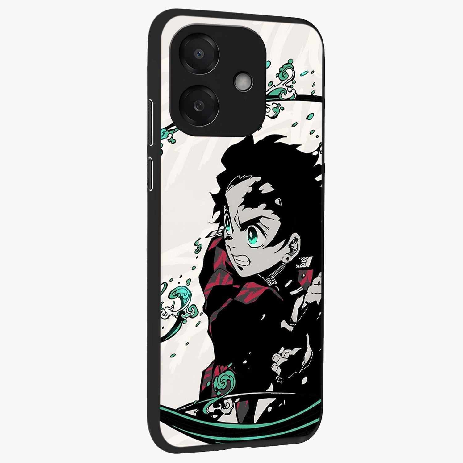 Demon Slayer Glass Case upright view showcasing powerful anime artwork with intense warrior theme.