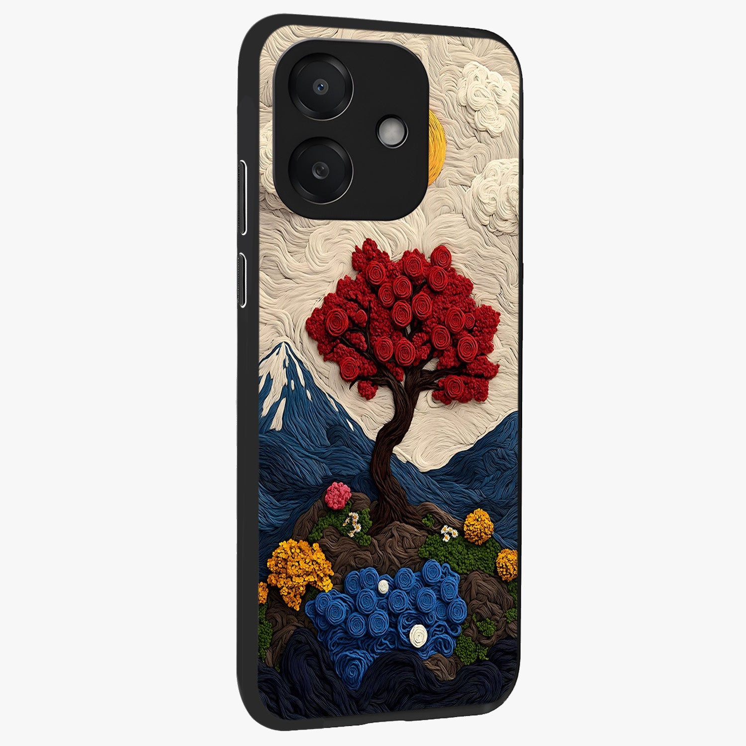Eternal Nature Tapestry Glass Case upright view showcasing elegant nature tapestry design with decorative style.