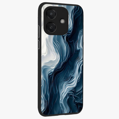 Ethereal Paper Marble Glass Case upright view showcasing smooth marble artwork with refined minimalist theme.