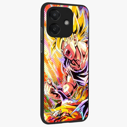 Firing Goku Glass Case upright view showcasing energetic anime artwork with bold warrior theme.