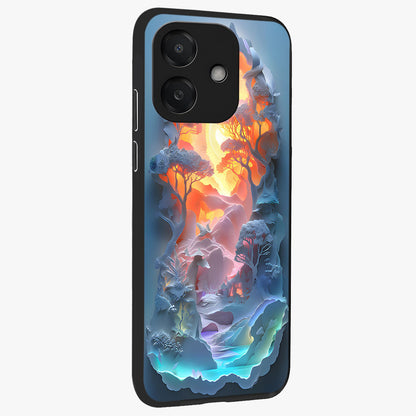 Glow Forest Portal Glass Case upright view showcasing enchanted forest portal artwork with fantasy nature theme.